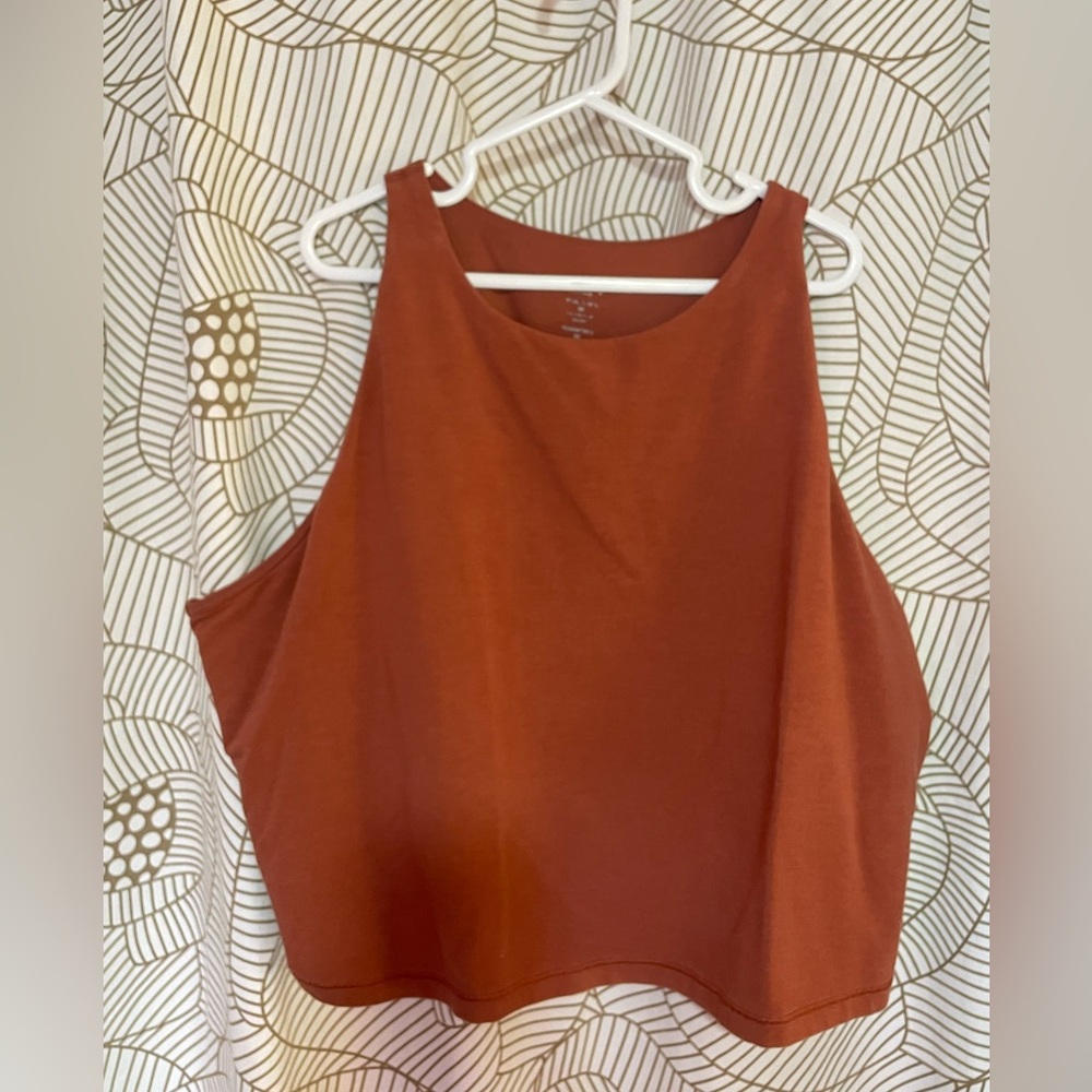 Old Navy Active 2x Burnt Orange PowerChill Light Support Go DRY Crop W Bra